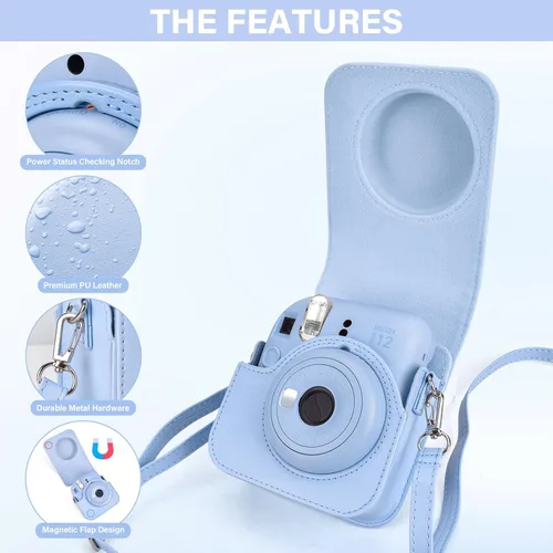 Miniatura 6 de Fuji Mini 12 - Funda para cámara y álbum de fotos, funda protectora de cuero compatible con cámara instantánea Instax Mini 12 con álbum de fotos