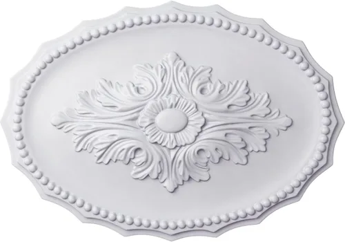 Ekena Millwork CM16OX Medallón de techo Oxford, 16 7/8" W x 11 3/4" H x 1 1/2" P, imprimado en fábrica Imprimación de fábrica.