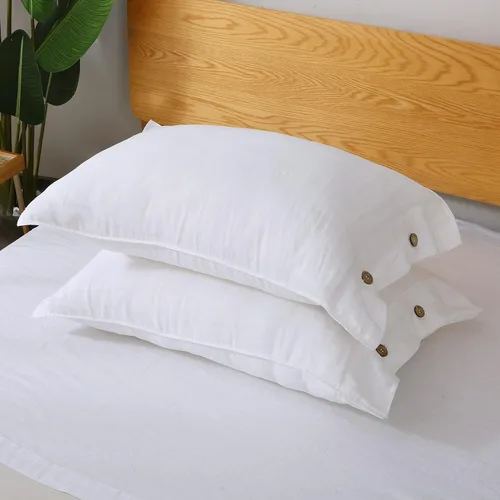 Miniatura 2 de S VICTORY SYMBOL Juego de 2 fundas de almohada de lino 100% orgánico, fundas de almohada de lino natural francés con cierre de botones de coco
