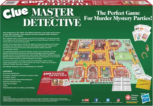 Miniatura 3 de Clue Master Detective con armas de metal de tono latón de gran tamaño por Winning Moves Games USA, el juego de Clue más grande jamás creado