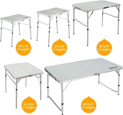 Miniatura 7 de Mesa plegable pequeña de 2 pies portátil con patas de altura ajustable, mesa de campamento de aluminio ligera y resistente para picnic al aire