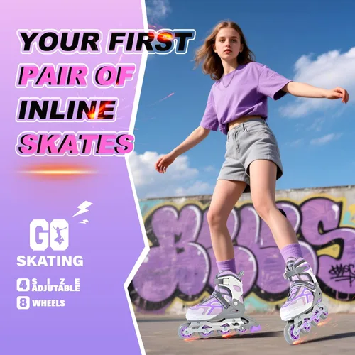 Miniatura 2 de 2PM SPORTS - Patines en línea ajustables Torinx verde para niños, patines divertidos para principiantes para niños, jóvenes, niñas, hombres y mujeres
