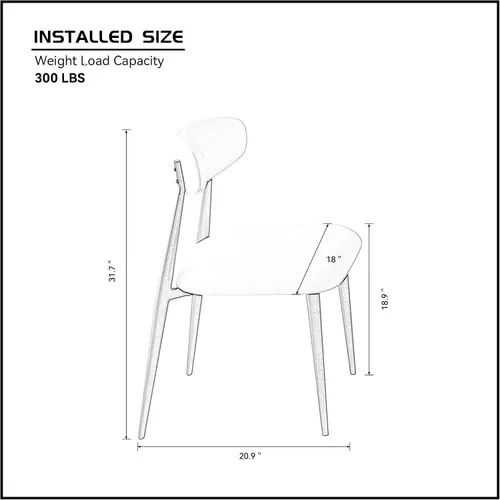 Miniatura 3 de JUSTONE Juego de 2 sillas de comedor grises, tapizadas con patas de metal negro, estilo moderno de mediados de siglo para comedor y cocina