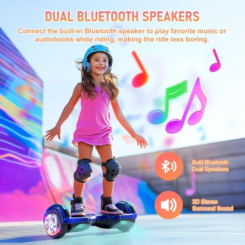 Miniatura 2 de LIEAGLE Scooter, Self Balancing Scooter with Bluetooth Speaker LED Lights Wheels,Dual 300w Motors, 7.5 mph Max Speed & 8.5 Miles Max Range, for A02