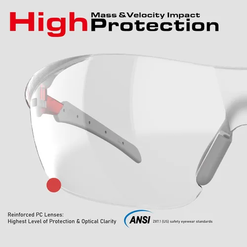 Miniatura 5 de ANSI Z87.1 Gafas de seguridad, antivaho, resistentes a los rayos UV, al impacto y a los arañazos para protección ocular en el trabajo, deportes