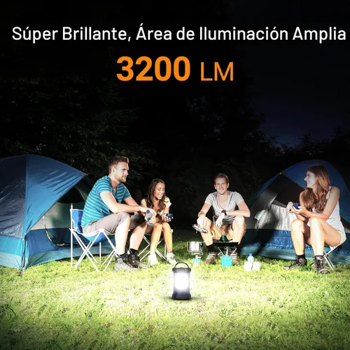 Miniatura 2 de Linterna de camping, linternas LED de 3200 lúmenes para cortes de energía, cargador de teléfono de 4600 mAh y linterna recargable, 5 modos de luz