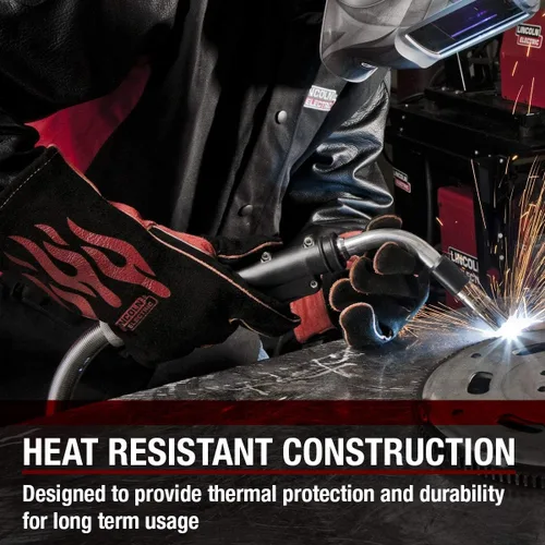 Miniatura 5 de Lincoln Electric - Guantes de soldadura tradicionales MIG/Stick Cuero forrado de 14 pulgadas Costuras de kevlar K2979-ALL, negro, rojo
