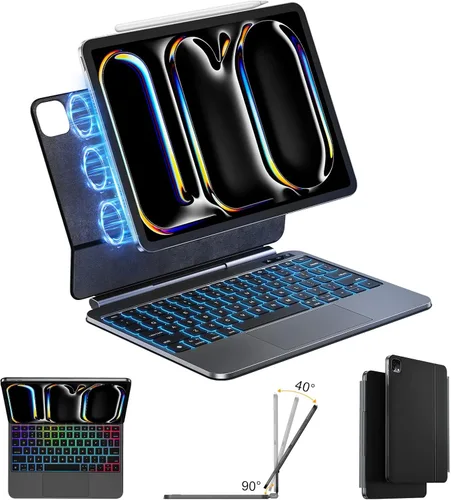 Miniatura 12 de WIWU Funda para iPad con teclado Air de 11 pulgadas (M4 2026/M3 2025/M2 2024), teclado iPad Pro de 11 pulgadas con trackpad fácil de instalar