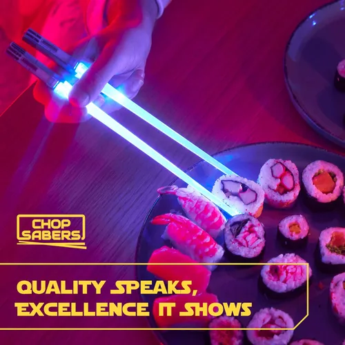 Miniatura 3 de Palillos de sable de luz con luz LED - Sables de luz brillantes de Star Wars, palillos reutilizables para sushi, juego de palillos con luz LED de 1
