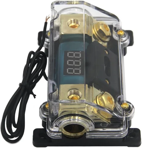 Miniatura 2 de ZOOKOTO Soporte de fusible de 250 A, pantalla LED de audio estéreo para automóvil, voltaje digital, portafusibles ANL, calibre 0, 2, 4, con fusible