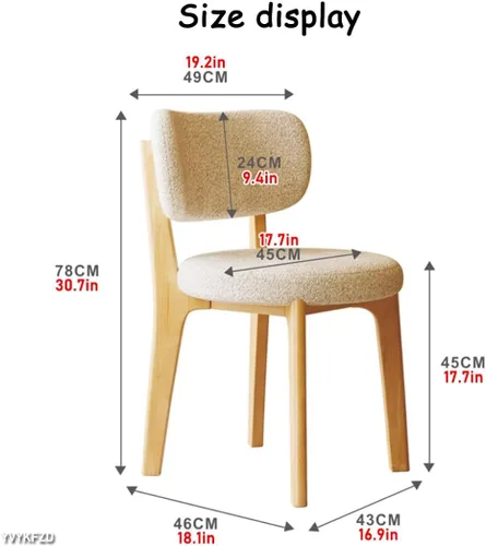 Miniatura 3 de YVYKFZD Solid Wood Dining Chairs, Fabric Dining Room Chair Set of 2/4/6, Upholstered Kitchen Chairs with Curved Backrest, Armless Living Room Chair