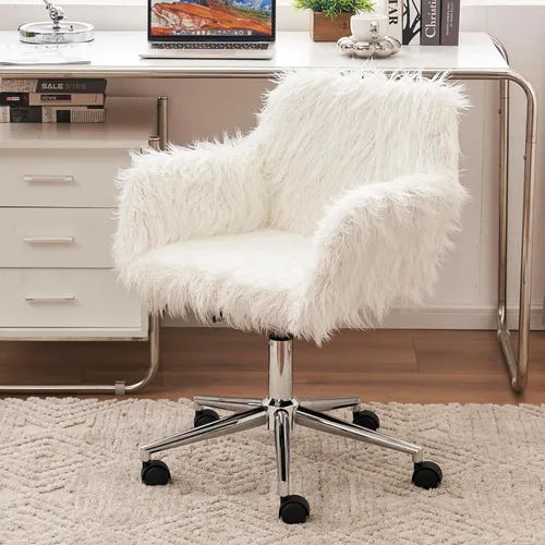 Miniatura 18 de Silla de escritorio moderna de piel sintética para oficina en casa, altura ajustable, giratoria, color negro