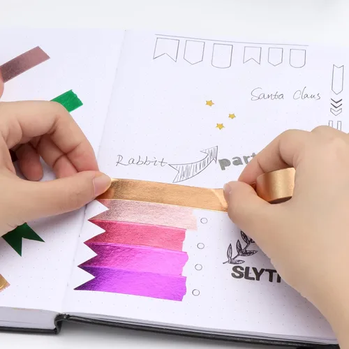 Miniatura 3 de NatSumeBasics 3 Cintas Washi de Bronce Dorado Metálicas para Enmascarar 0.6" x 32 pies. Cintas Washi de Papel Metálico para Manualidades Calcomanías