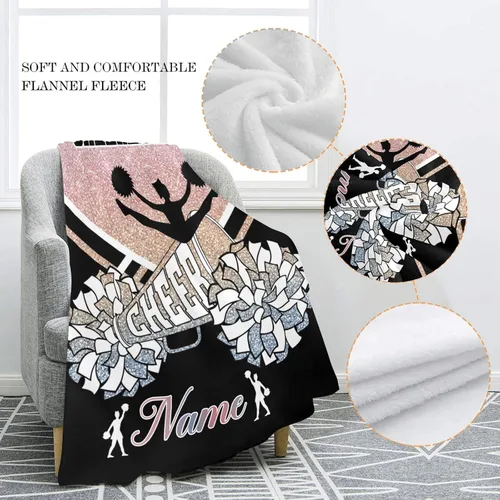 Miniatura 5 de Manta de bebé personalizada con estampado de animadora con nombre, manta de forro polar suave para niñas y niños, recién nacidos, regalo