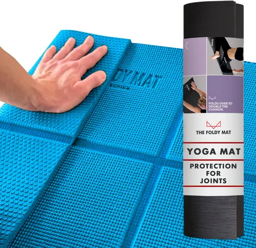 Esterilla de yoga plegable gruesa, en 6 combinaciones; mayor soporte y protección para las articulaciones, sistema de alineación corporal y