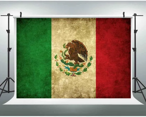 Miniatura 6 de EOA - Telón de fondo de fotografía de bandera mexicana grunge de 7 pulgadas de ancho x 5 pies de alto, para fiestas de vacaciones, fondo de cactus