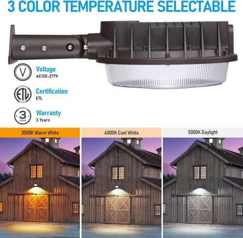 Miniatura 4 de TORCHSTAR 3CCT - Luz LED de granero ajustable, luz de área del atardecer al amanecer con fotocélula, actualización de 150 W/120 W/100 W