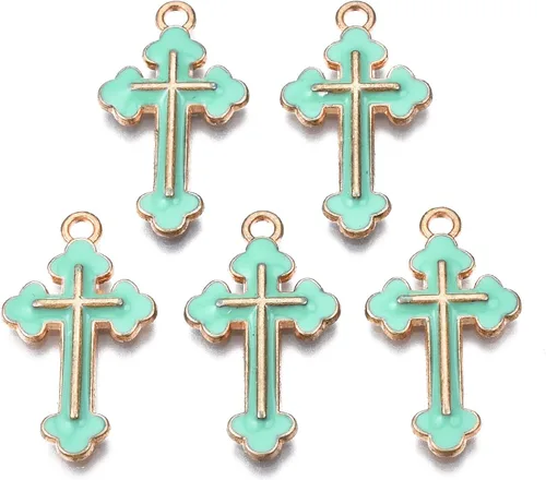 Colgantes de aleación de cruz esmaltada Crucifijo Cruz Metal Colgantes para DIY Pendiente Pulsera Collar Llavero Joyería Fabricación Artesanía