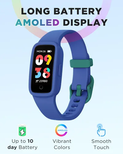 Miniatura 2 de BIGGERFIVE Vigor 3 - Reloj de seguimiento de actividad física para niños, pantalla AMOLED, no necesita aplicación, no necesita teléfono, resistente