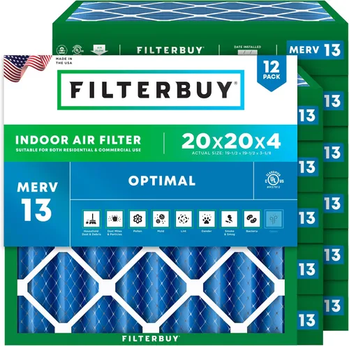 Miniatura 36 de Filterbuy Filtro de aire de 8 x 14 x 1 pulgadas MERV 13 de defensa óptima (paquete de 12), filtros de aire de repuesto plisados HVAC para calderas