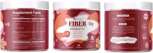 Miniatura 9 de Gominolas de fibra Migcopat con probióticos, 10 g de fibra por porción, sin azúcar añadida sabor a manzana, con mezcla de 10 mil millones de UFC