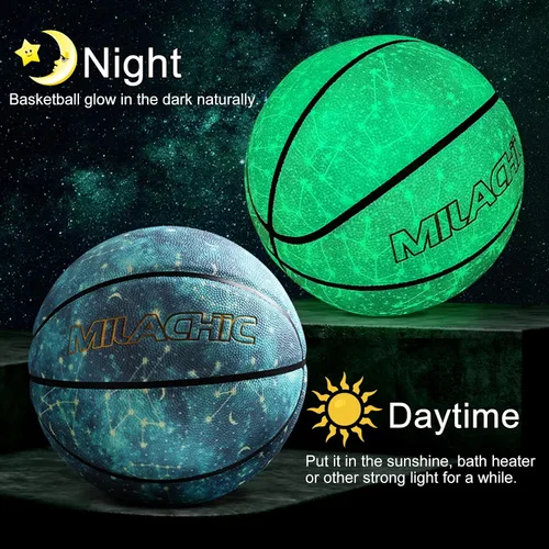 Miniatura 2 de Balón de baloncesto personalizado, que brilla en la oscuridad, regalo de baloncesto personalizado tamaño 7 (29.5"), tamaño 6 (28.5"), tamaño 5 Azul