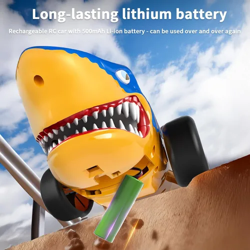 Miniatura 5 de suangrc Juguete de coche de tiburón RC para niños, tiburón de control remoto de 2.4 GHz con cola oscilante, juguete de tiburón con luces LED
