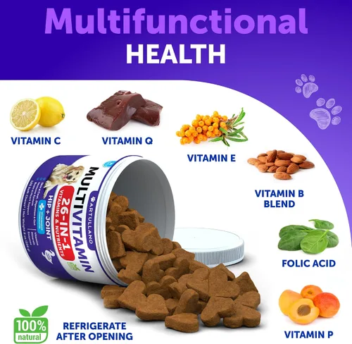 Miniatura 4 de Multivitamínico masticable para perros con glucosamina 26 en 1 - Vitaminas y suplementos para perros - Multivitamínico para perros mayores