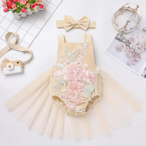 Miniatura 2 de ODASDO Conjunto de ropa de 2 piezas para bebé niña para primer cumpleaños con encaje y tutú de tul con diadema, conjunto de ropa de 2 piezas