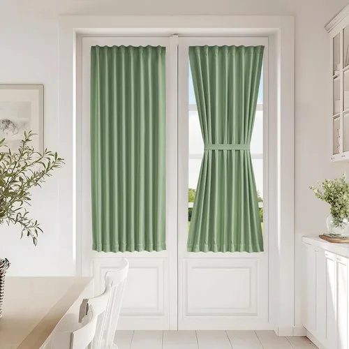 Miniatura 24 de Vatge - Cortinas autoadhesivas para puerta francesa, tratamiento de ventana con filtro de luz sin varillas ni perforaciones para puertas de cristal