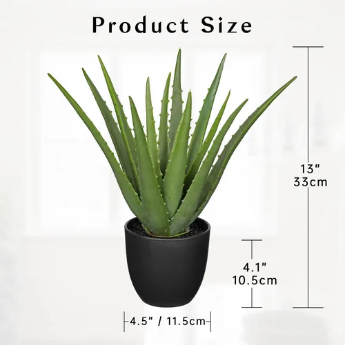 Miniatura 3 de GnFlus Plantas suculentas falsas de aloe vera de 13 pulgadas, suculentas artificiales grandes con maceta negra, planta de aloe sintético en maceta
