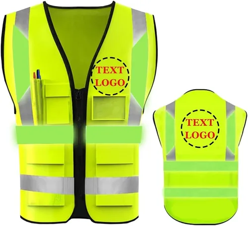 Miniatura 33 de Chaleco de Seguridad de Alta Visibilidad con Alta Reflectividad, Ropa de Trabajo de Seguridad Personalizada con Logotipo, Tiras Reflectantes
