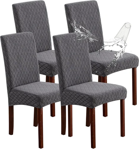 Miniatura 59 de Genina Fundas impermeables para sillas de comedor, fundas elásticas de jacquard para sillas de comedor, extraíbles y lavables, protector de silla