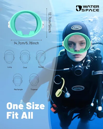 Miniatura 6 de Water Space Diving Mask for Youth Adults Men Women Oval Tempered Glass Lens 180° Clear View Snorkeling Swimming