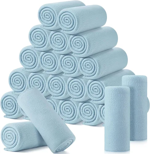 Miniatura 9 de Paquete de 24 mantas de forro polar, suave, cálida, ligera, acogedora a granel para cama, sofá, hogar, oficina, regalos de boda, adecuada