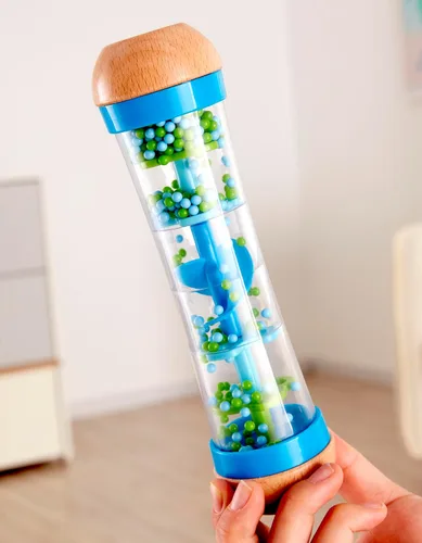 Miniatura 6 de Hape Gotas de Lluvia con Cuentas Mini Juguete Musical de Madera Agitador y Sonajero Hacedor de Lluvia, Azul, Número de Modelo: E0328B