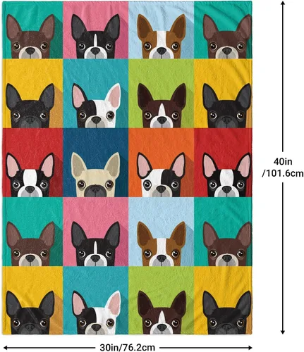 Miniatura 2 de Boston Terrier - Manta de bebé de 30 x 40 pulgadas, manta de franela súper suave para bebés y niños pequeños, adorable manta de cachorro