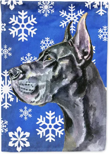 Miniatura 55 de Caroline's Treasures SC9374GF Bulldog English Snow flakes Holiday Garden Flag Buzón Bandera decorativa para patio exterior, patio, obras de arte