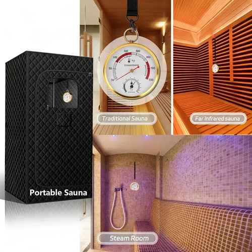 Miniatura 8 de Combo de termómetro de sauna Fahrenheit e higrómetro con soporte de cordón, termómetro colgante para sala de sauna, sauna de vapor portátil, rango