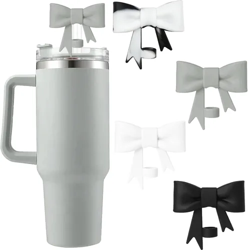 Miniatura 46 de 6 piezas de cubiertas de pajita de silicona para vasos Stanley de 40/30 oz 10 mm (0.4 pulg) cubiertas de pajita a prueba de polvo con diseño