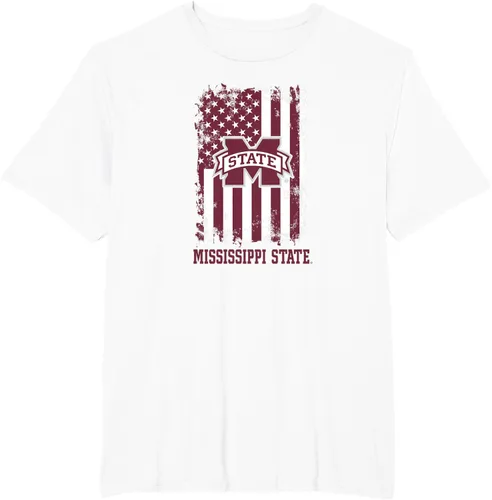 Miniatura 10 de Camiseta patriótica retro con bandera estadounidense de los Mississippi State Bulldogs, Negro