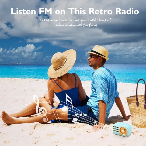 Miniatura 5 de Altavoz Bluetooth retro, radio FM Radio-Greadio vintage con estilo clásico antiguo, fuerte mejora de graves, volumen fuerte, conexión inalámbrica