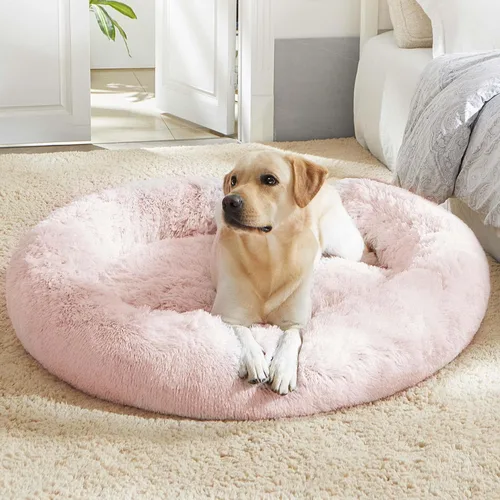 Miniatura 60 de WESTERN HOME WH Cama calmante para perros y gatos, dona acogedora anti-ansiedad, cama redonda cálida y acogedora de piel sintética, suave y azul