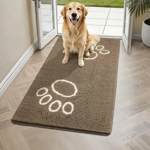 Miniatura 32 de Bcoimo Tapete súper absorbente para puerta de perro, 30 x 20 pulgadas, tapete antideslizante para patas fangosas, alfombras para mascotas para patas