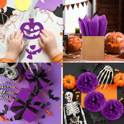 Miniatura 4 de Morcheiong 60 hojas de papel de seda púrpura para envolver regalos, papel de seda a granel para manualidades, manualidades, floral, cumpleaños