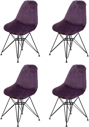 Miniatura 18 de GIA Juego de 1 funda de piel sintética con patas de metal contemporáneas sin brazos y funda extraíble para silla, color rosa champán