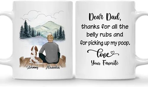 Miniatura 19 de Gossby Taza personalizada para papá con perro, Forever in My Heart, regalo personalizado para hombres amantes de los perros con diseño, nombres, 1