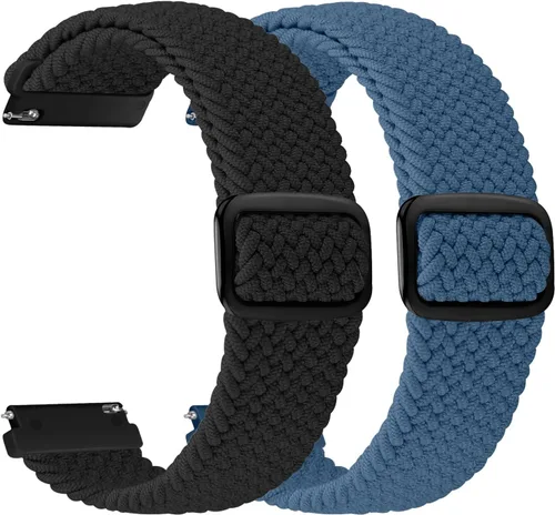 Miniatura 12 de 2 Pack 22mm Quick Release Braided Bands Compatible with Garmin Vivoactive 4 45mm, Forerunner 570 47mm/255/265, Adjustable Band for Amazfit Bip 6/5
