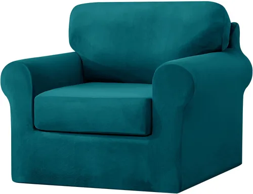 Miniatura 37 de UNBBRRL Fundas de sofá de 3 piezas para sofá, funda de terciopelo elástico para sillón con 1 funda de cojín de asiento y 1 funda de respaldo