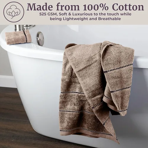 Miniatura 5 de Lavish Home Juego de toallas de baño de 6 piezas, 100% algodón de 525 GSM, 2 toallas de baño, 2 toallas de mano y 2 paños de lavado para baño, Gris